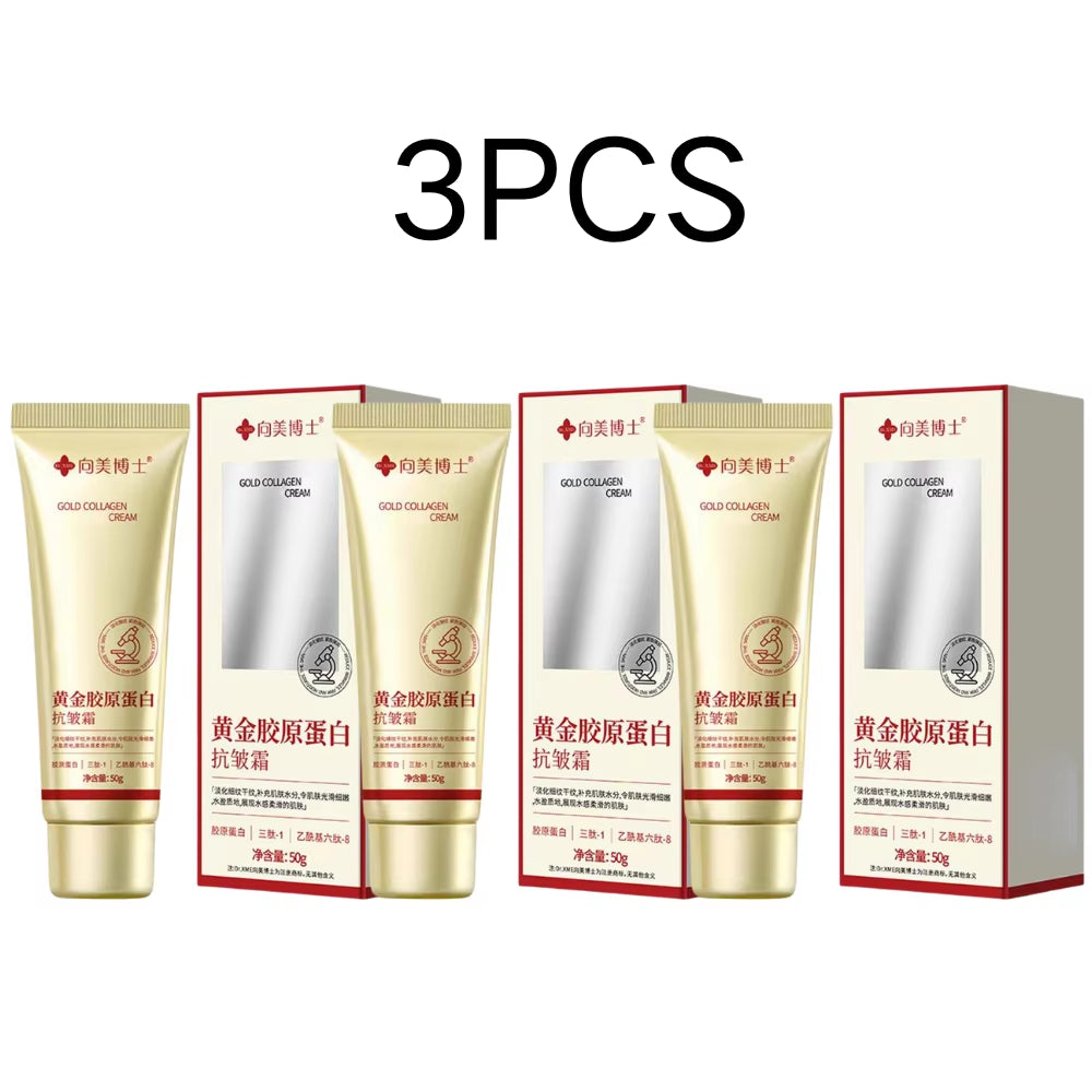 Glowlift™ Gold Collagen Anti-Wrinkle Cream Set – 3Pcs Moisturizing Skincare for Firming, Smoothing & Reviving Aging Skin
