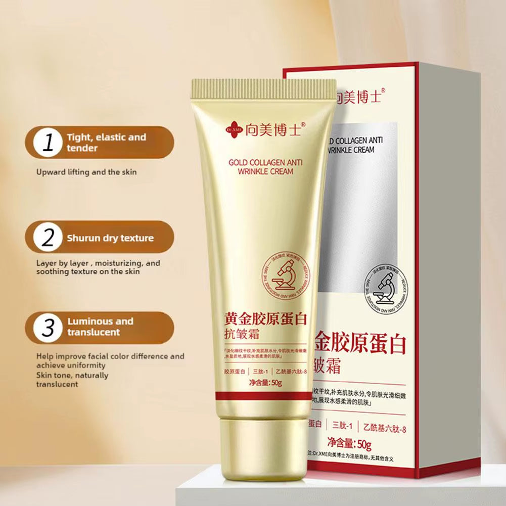 Glowlift™ Gold Collagen Anti-Wrinkle Cream Set – 3Pcs Moisturizing Skincare for Firming, Smoothing & Reviving Aging Skin